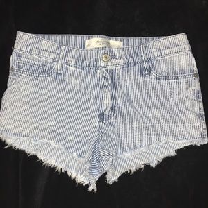 Abercrombie pinstriped jean shorts